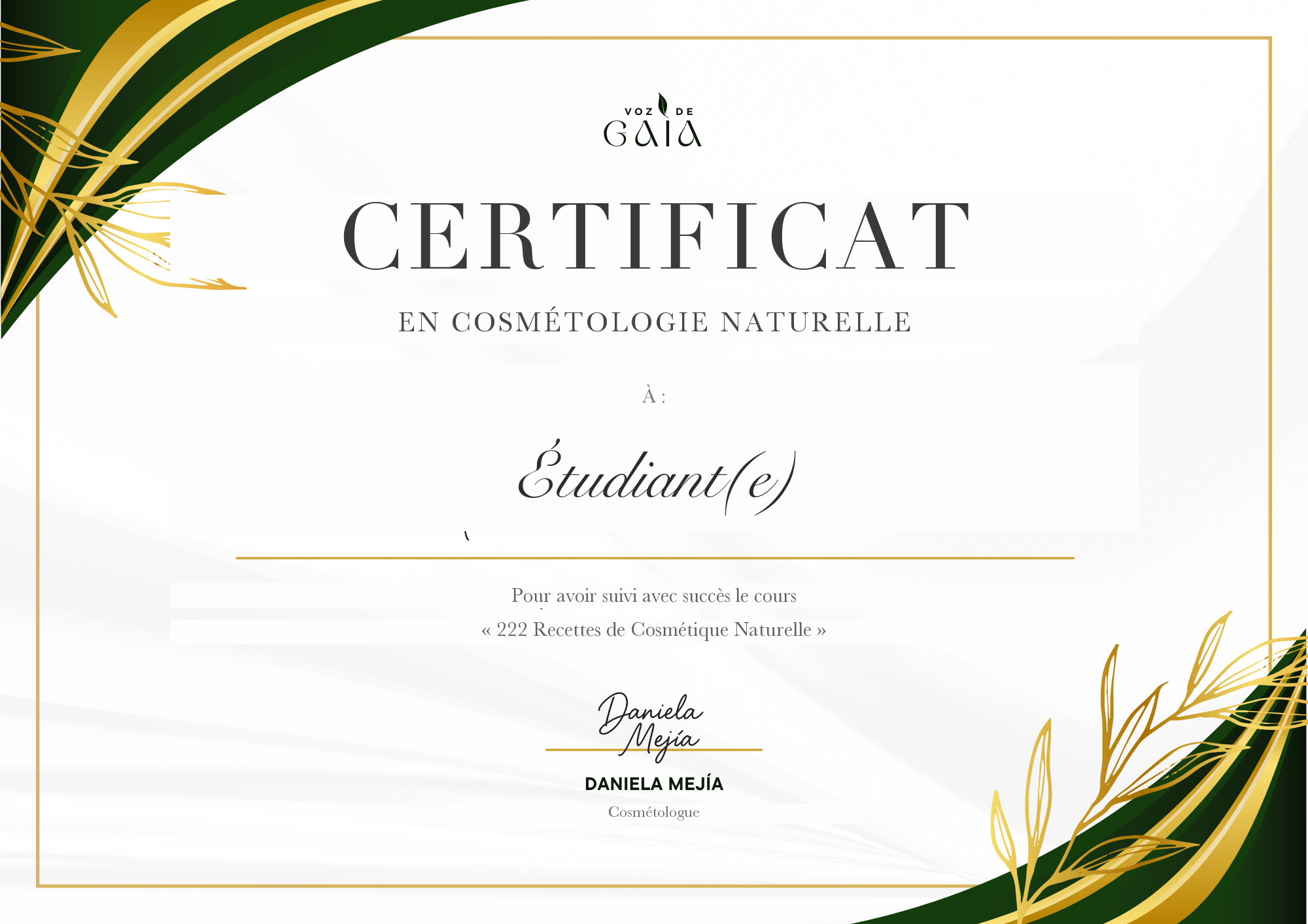 Certificat en cosmétologie naturelle
